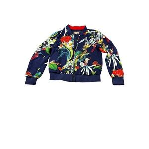 Philosophy Women's Blue Floral Zipper Jacket Size Small